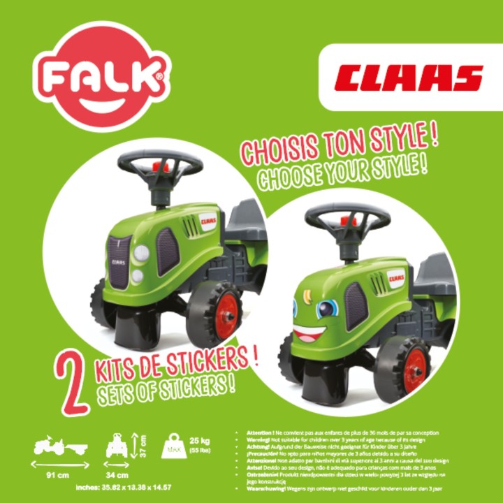 FALK Traktorek Baby Claas Zielony z Przyczepką dla Dzieci 1+