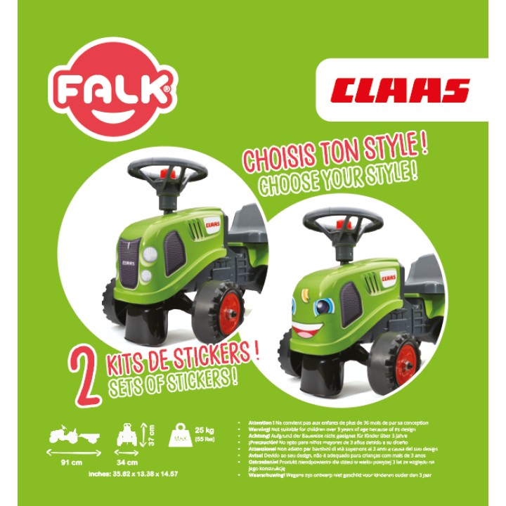 FALK Baby Claas Green Tractor with Trailer for Children 1+