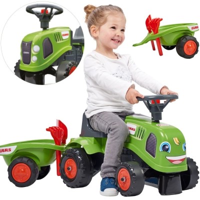 FALK Traktorek Baby Claas Zielony z Przyczepką dla Dzieci 1+