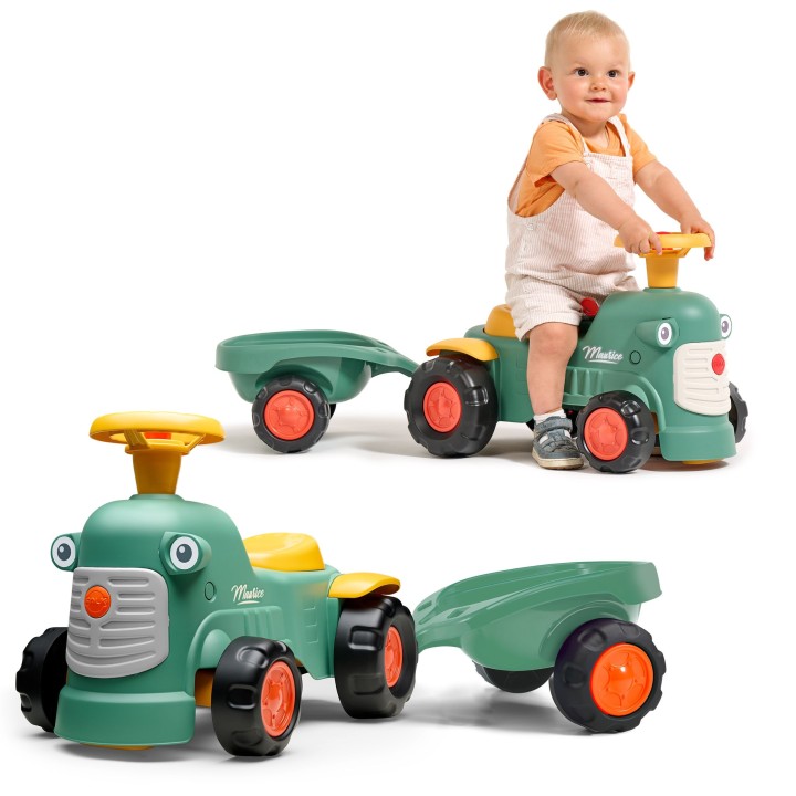 FALK Baby Maurice Green Vintage Tractor with Trailer 1+