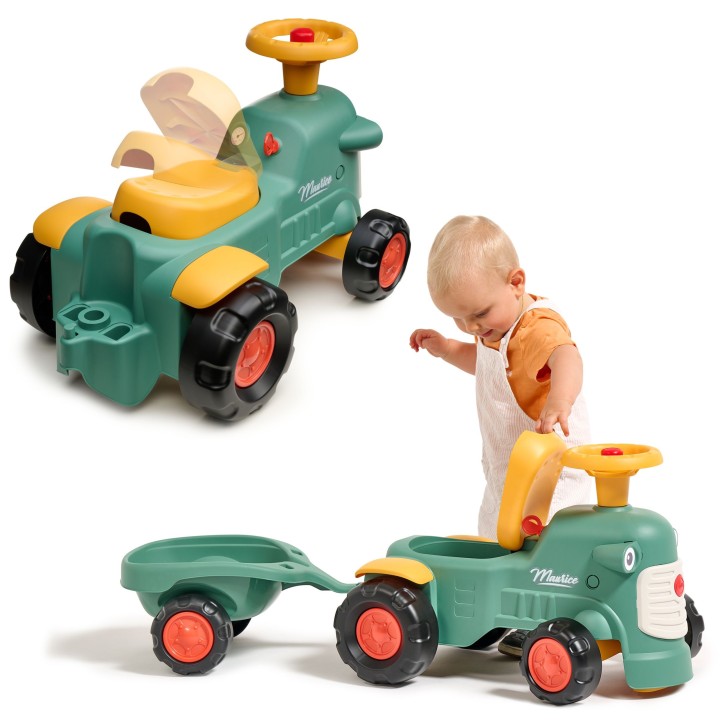 FALK Traktorek Baby Maurice Zielony Vintage z Przyczepką 1+