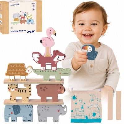 Wooden Animal Blocks Montessori TOOKY TOY - 9 pcs.