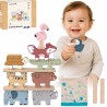 TOOKY TOY Wooden Blocks Puzzle Tower Stacker Stacks Animals Montessori 13 pcs.