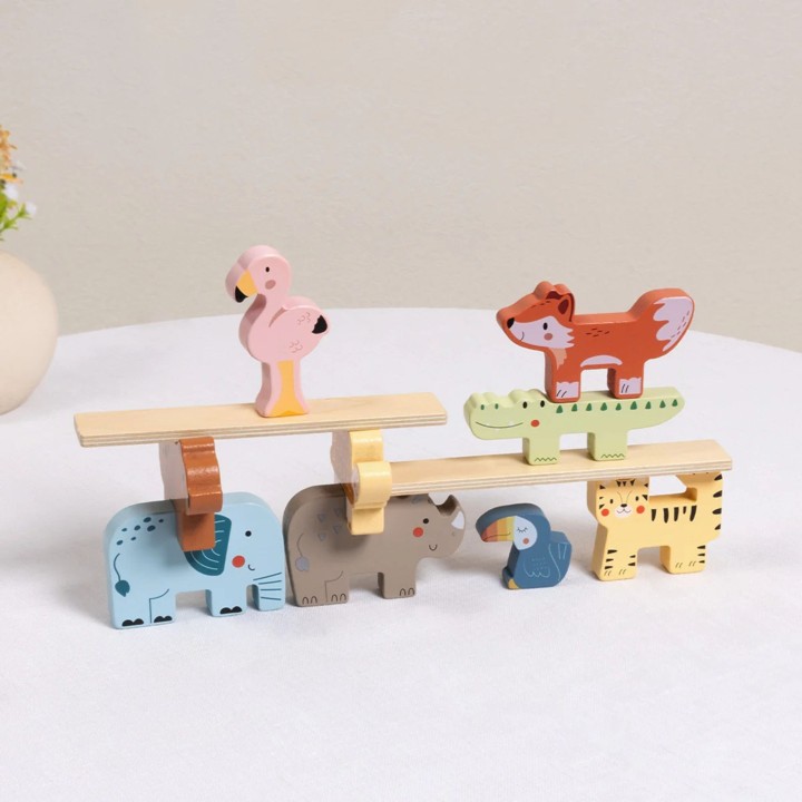 Drewniane Klocki Zwierzątka Montessori TOOKY TOY - 9 el.