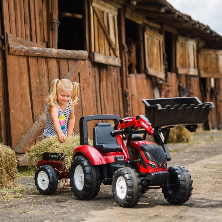FALK Traktor Valtra Bordowy z Przyczepką i Łyżką dla 3+ lat