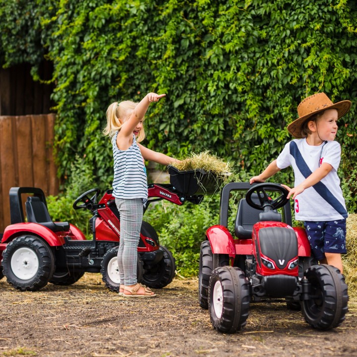 FALK Traktor Valtra Bordowy z Przyczepką i Łyżką dla 3+ lat