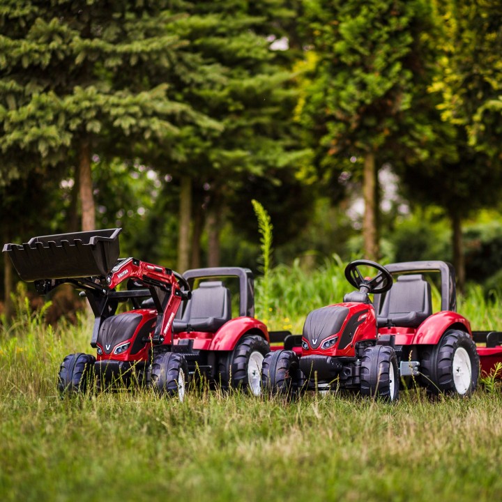 FALK Traktor Valtra Bordowy z Przyczepką i Łyżką dla 3+ lat