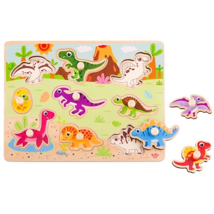 Układanka drewniana Dinozaury Tooky Toy - Rozwój malucha