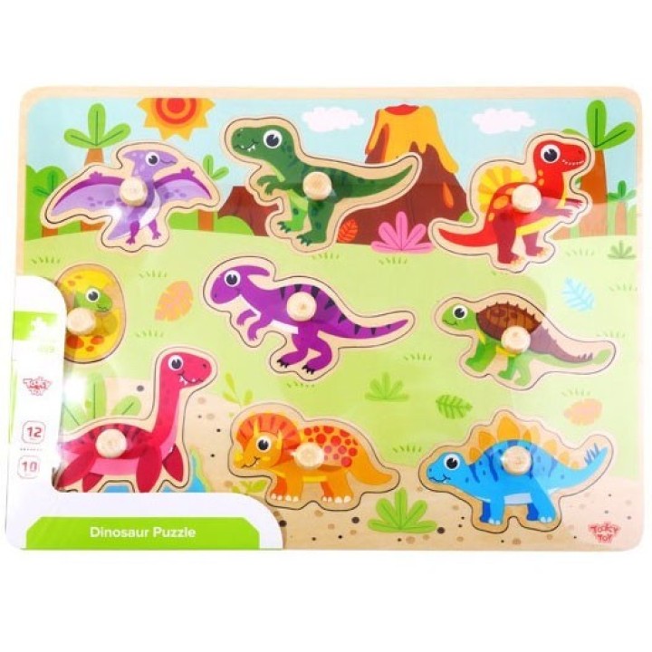 Układanka drewniana Dinozaury Tooky Toy - Rozwój malucha