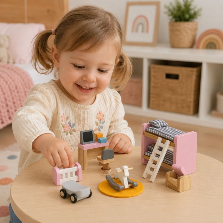 VIGA PolarB Dollhouse Furniture Set - Children's Room