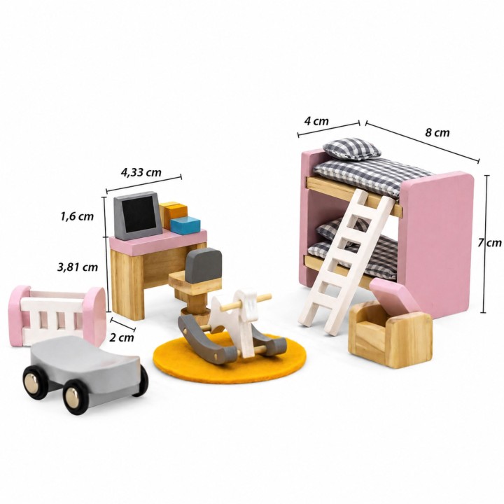 VIGA PolarB Dollhouse Furniture Set - Children's Room