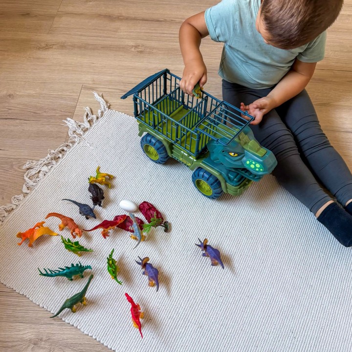Ciężarówka‑Dinozaur T‑Rex z figurkami – transporter dinozaurów Woopie