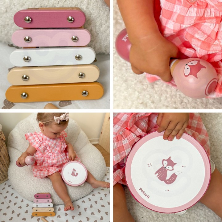VIGA PolarB Pink Musical Instrument Set - Music for Children