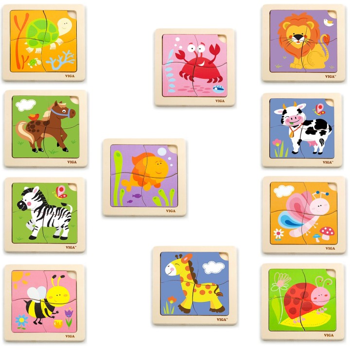 VIGA Wooden Puzzle 12 Boards in a Stand - Educational Fun