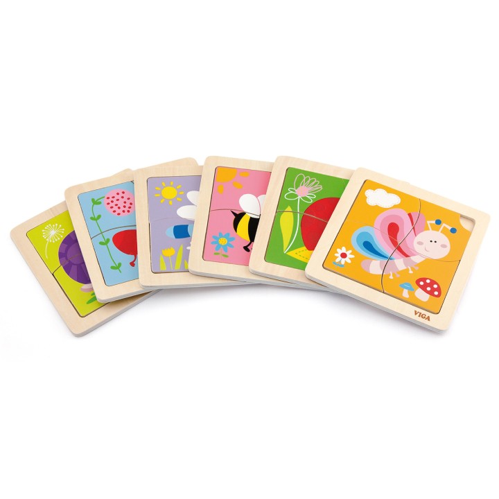 VIGA Puzzle drewniane 12 plansz w stojaku - edukacyjna zabawa