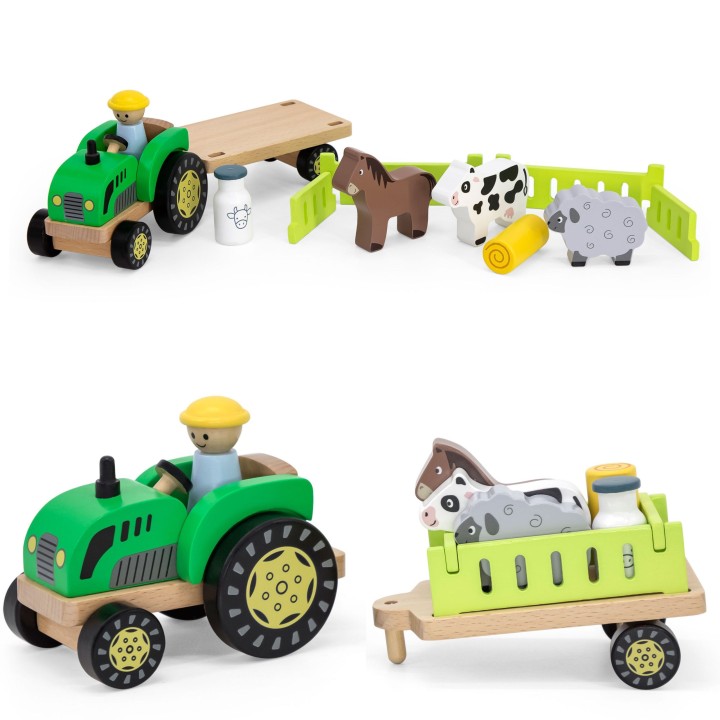 VIGA Wooden Tractor with Animals - Farm and Homestead