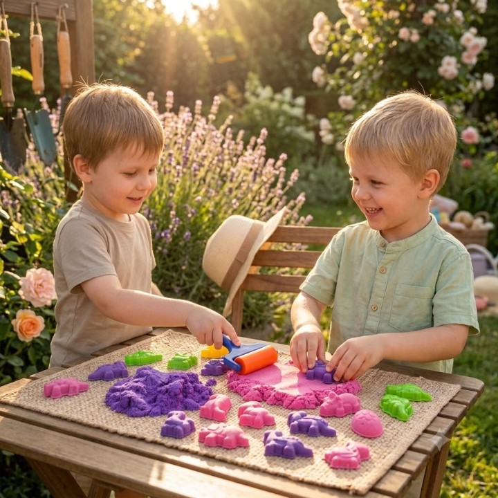 WOOPIE Kinetic Sand Set Dinosaurs Suitcase 19 pcs