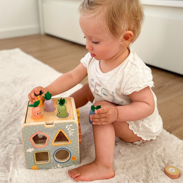 Drewniana Kostka Edukacyjna 5w1 Tooky Toy - sorter i zegar dla dziecka