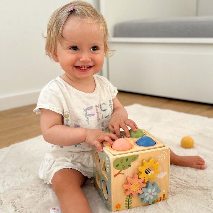Drewniana Kostka Edukacyjna 5w1 Tooky Toy - sorter i zegar dla dziecka