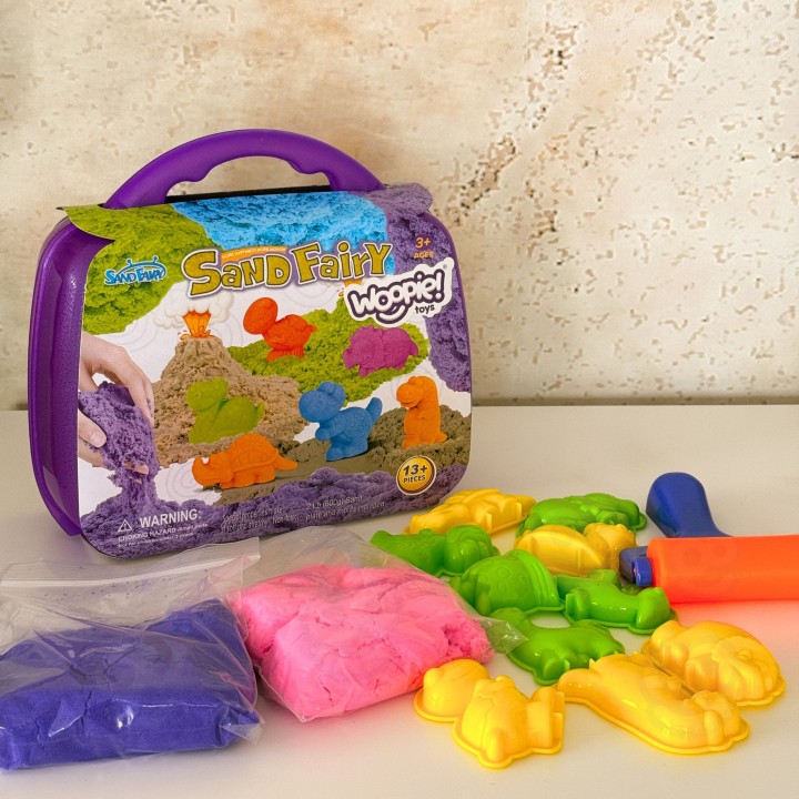 WOOPIE Zestaw Piasek Kinetyczny Dinozaury Walizka 19 el