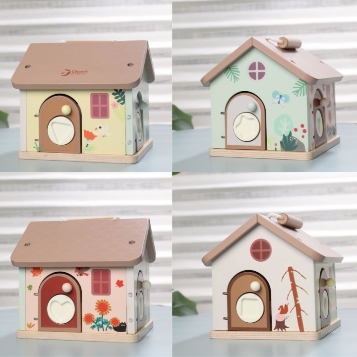 Wooden Educational House with Locks and Padlocks CLASSIC WORLD - 11 pcs.