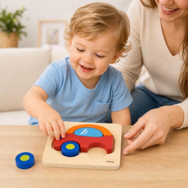 VIGA Wooden Puzzle for Babies - Car, Fun and Learning