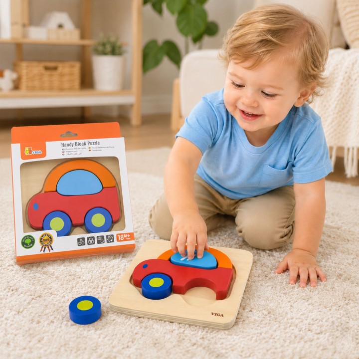 VIGA Wooden Puzzle for Babies - Car, Fun and Learning