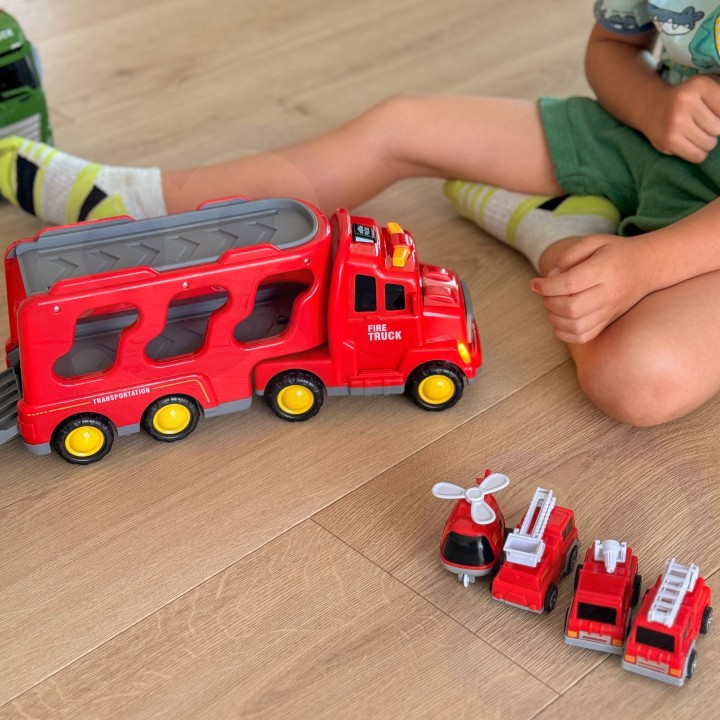 WOOPIE Road Tow Truck Set of 5 Cars - Fire Department for Kids