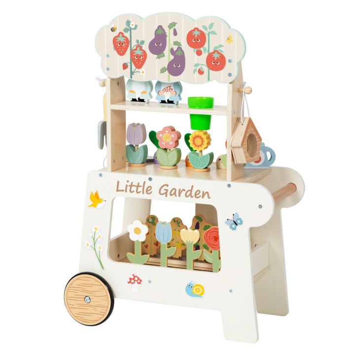 Tooky Toy 57-piece Garden Cart Shop - Wooden Toy
