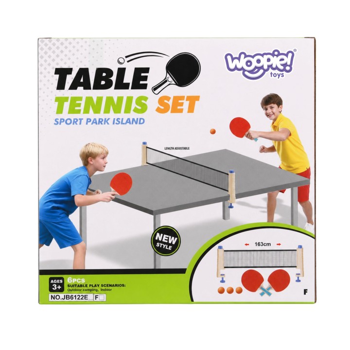 Woopie 6-Piece Table Tennis Set - Adjustable Net 163 cm