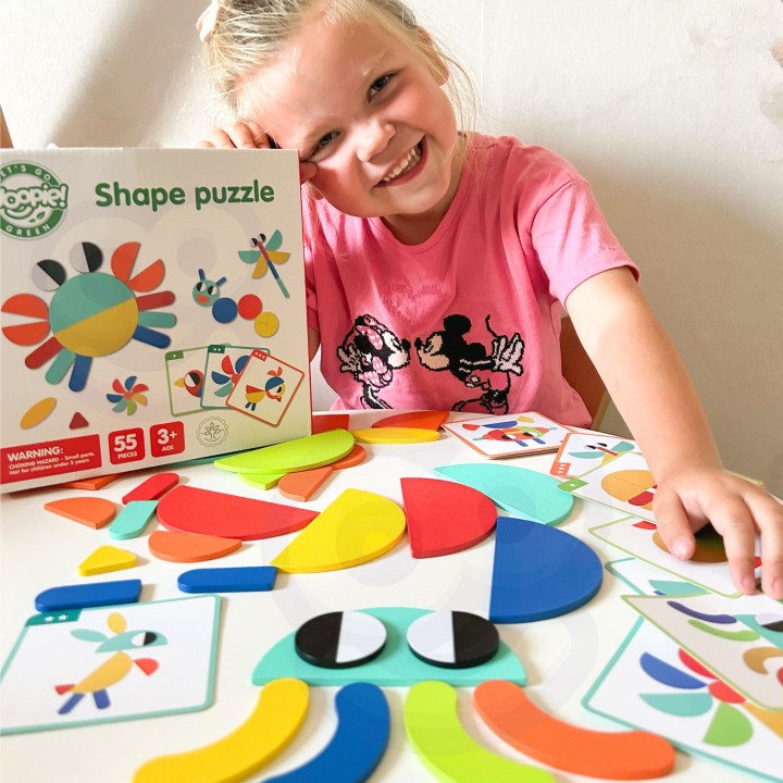 WOOPIE GREEN Wooden Montessori Puzzle 40 Patterns - 55 pcs.