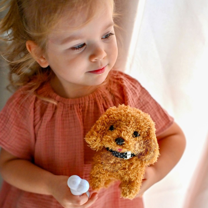 Interactive Plush Dog with Bone Walking Woopie