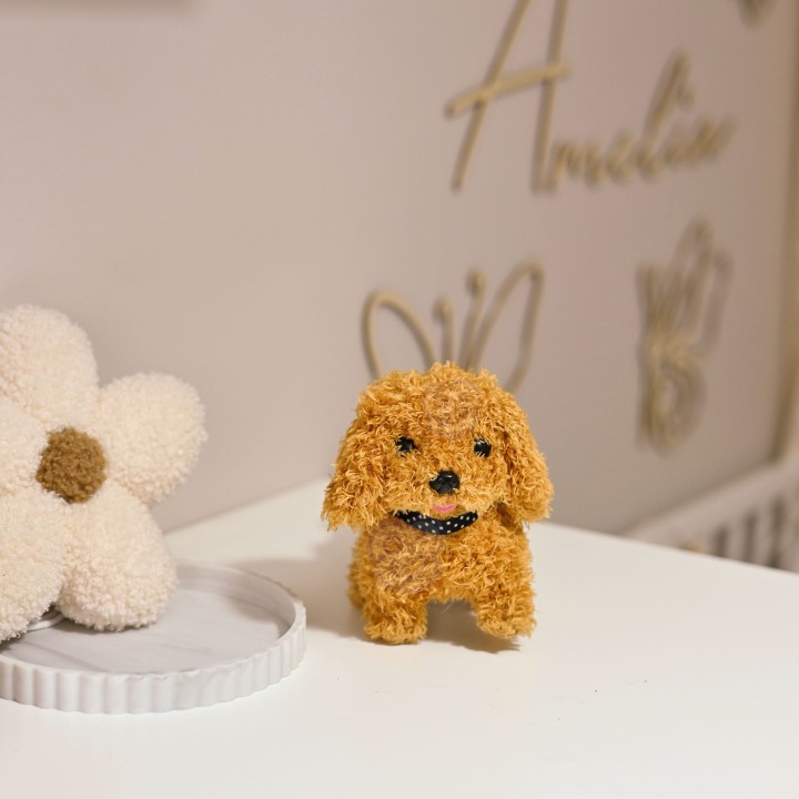 Interactive Plush Dog with Bone Walking Woopie