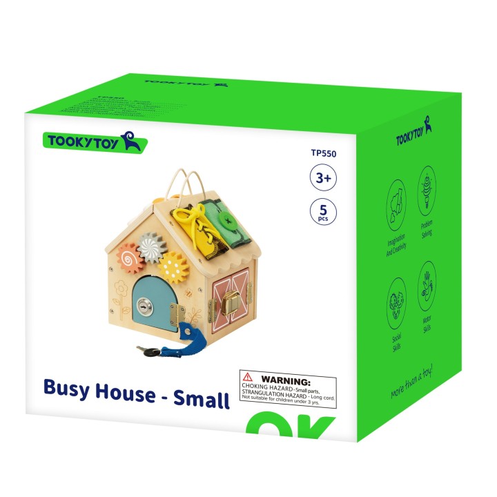 TOOKY TOY wooden manipulative house - toy with locks