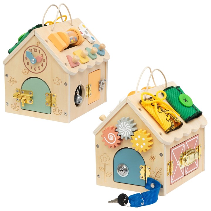 TOOKY TOY wooden manipulative house - toy with locks