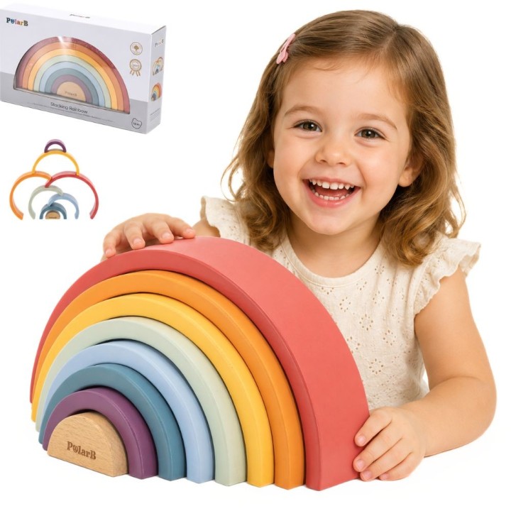 VIGA PolarB Wooden Rainbow – Creative Montessori Puzzle