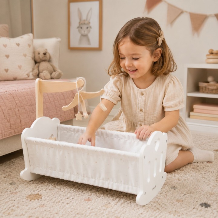 VIGA PolarB Wooden Cradle for Dolls - Charming Bed