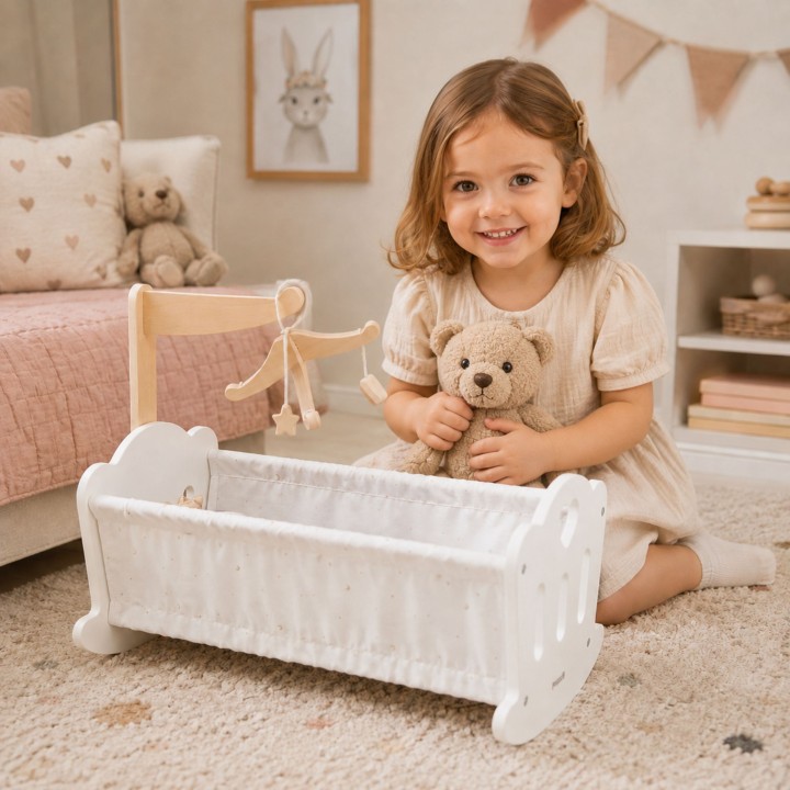 VIGA PolarB Wooden Cradle for Dolls - Charming Bed
