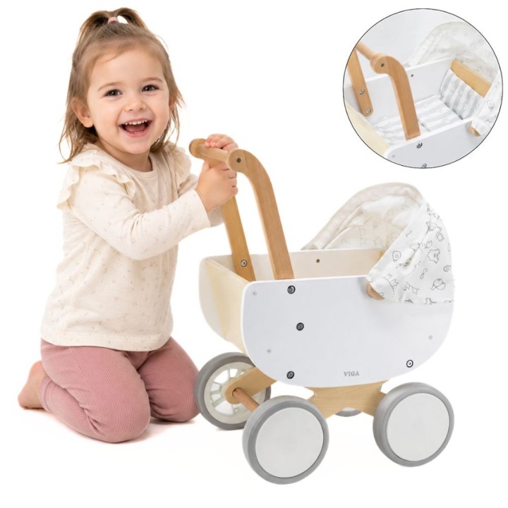VIGA Wooden Doll Pram with Gondola - Gift Idea
