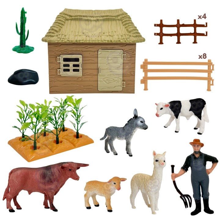 Farm with Animals 37 pieces WOOPIE - Little Farmer's House and Figurines