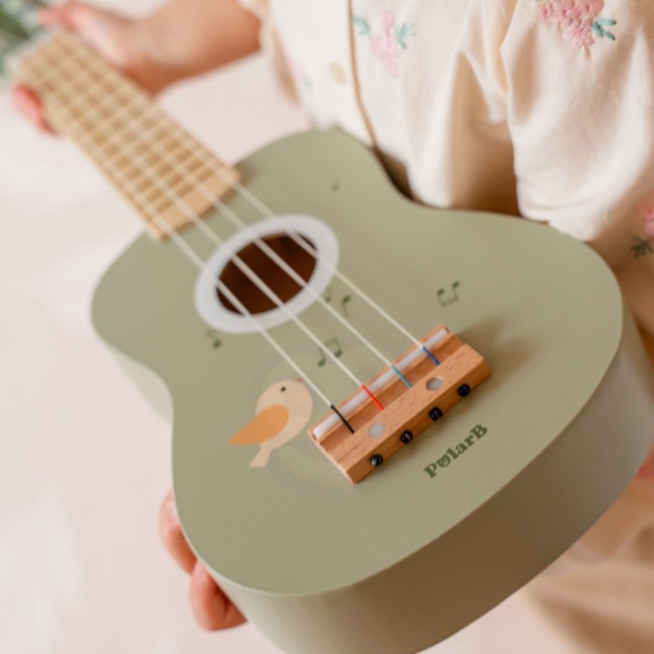 Viga Wooden Ukulele for Children Green with Musical Notes