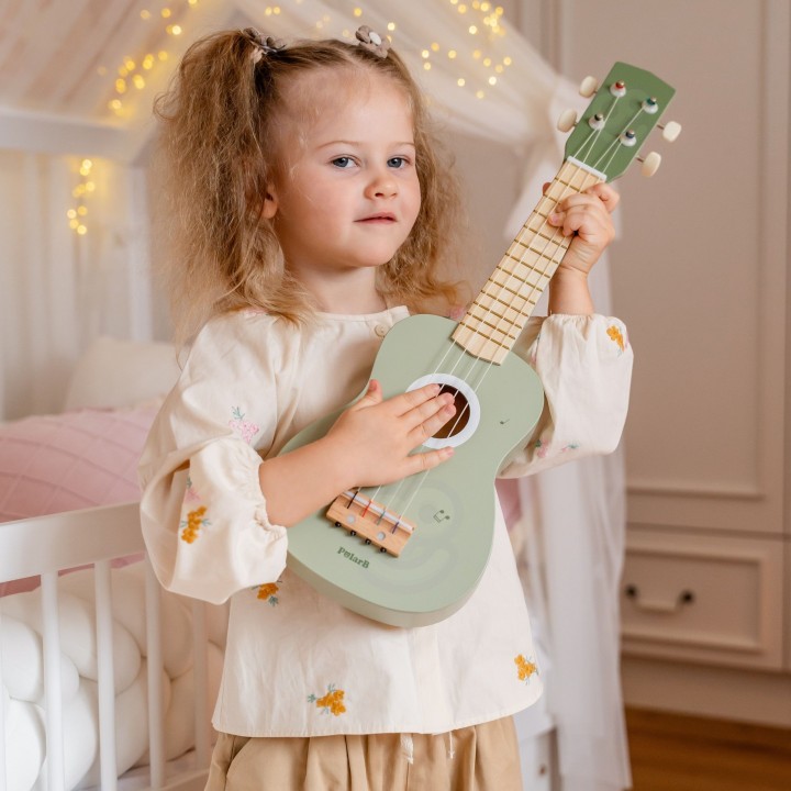 Viga Wooden Ukulele for Children Green with Musical Notes