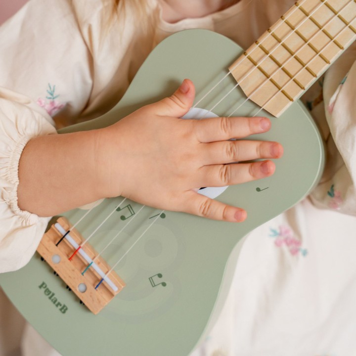 Viga Wooden Ukulele for Children Green with Musical Notes