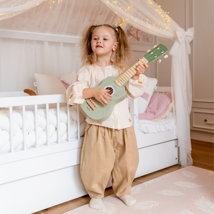 Viga Wooden Ukulele for Children Green with Musical Notes