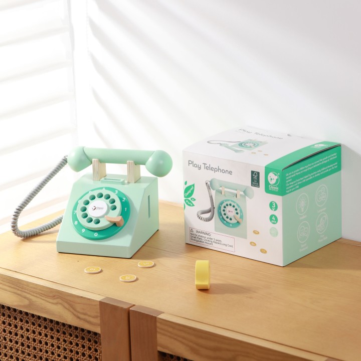 Classic Wooden Telephone for Children CLASSIC WORLD - 4 pcs.