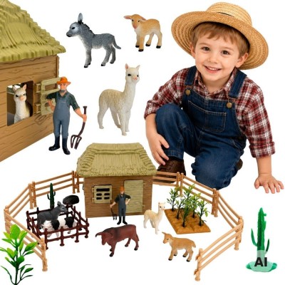 Farma ze Zwierzętami 37 el. WOOPIE - Domek i Figurki Mały Farmer