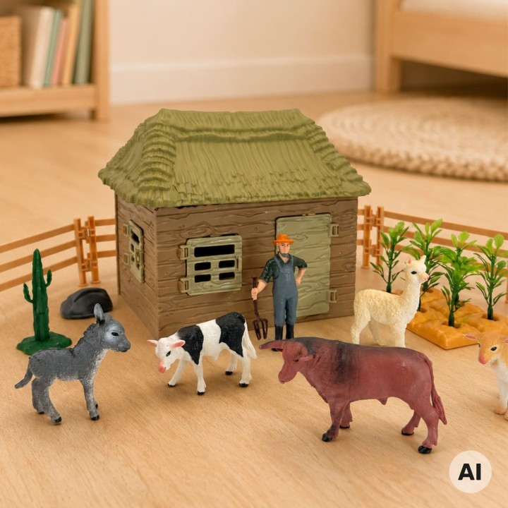 Farm with Animals 37 pieces WOOPIE - Little Farmer's House and Figurines