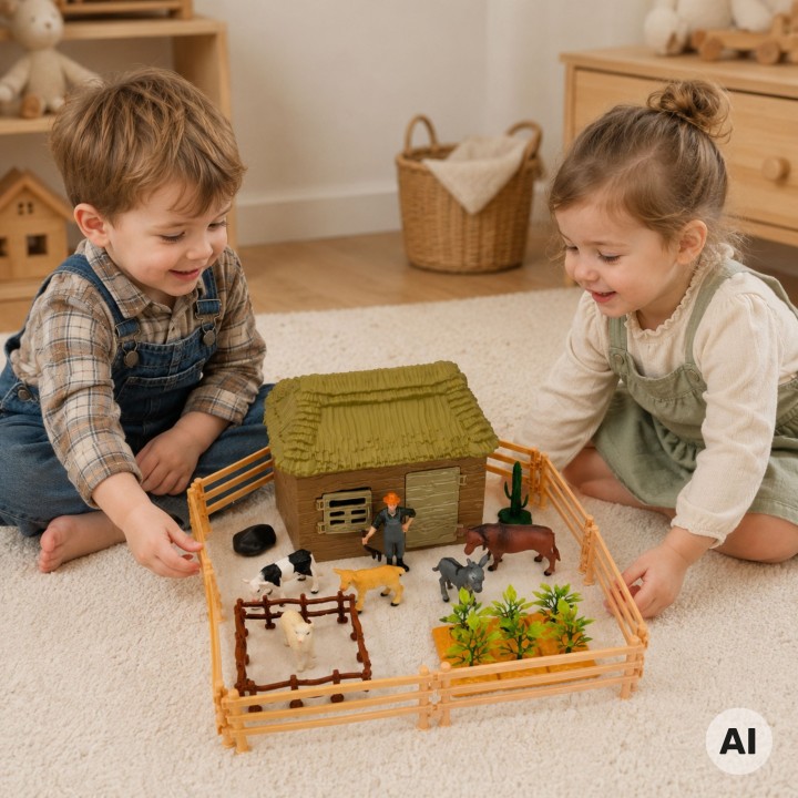 Farm with Animals 37 pieces WOOPIE - Little Farmer's House and Figurines