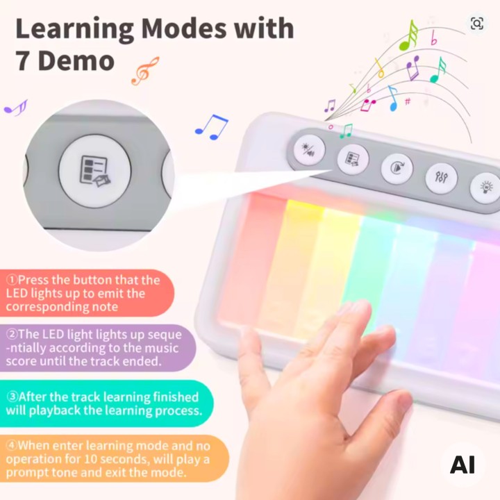 Rainbow Touch Piano for Kids Lights Melodies Learning Mode 3+