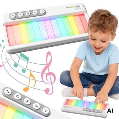 Tęczowe Pianinko Dotykowe dla Dzieci Światła Melodie Tryb Nauki 3+